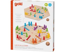 Goki houten ludo spel - klassiek bordspel voor 6 spelers.