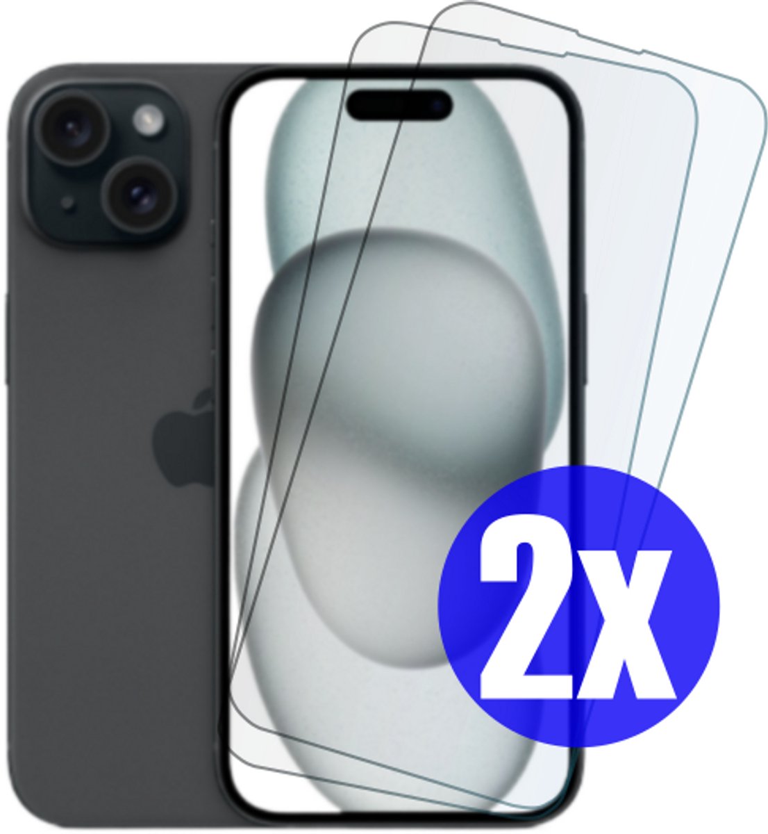 Screenprotector geschikt voor iPhone 15 - Gehard Glas - Tempered Glass Armor Screen Cover - 2 Stuks