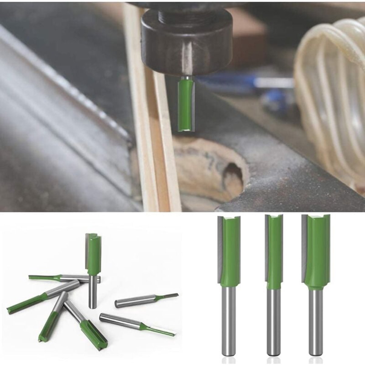 Rechte frees - 1/4''/6,35 mm 7 stuks rechte frees - rechte frees - rechte freesset - hardmetalen houtfrees - houtbewerkingsgereedschap