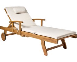 BELIANI JAVA PREMIUM - Tuinligstoel - Lichtbruin/Lichtbeige - Acaciahout