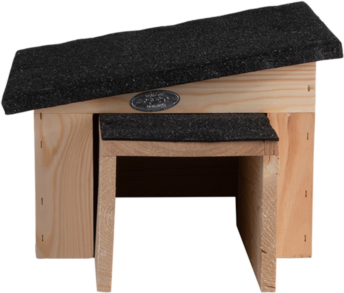Esschert Design Egelhuis + Voeder- en drinkschaal – 2-delige Set voor egels – Houten schuilplek + voerbakje – weerbestendig — cadeau in Wonen & Interieur - foto 3