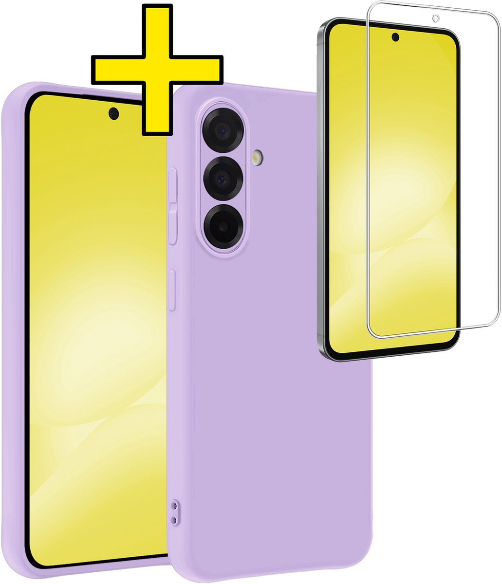 Hoesje - Met Screenprotector - Geschikt voor Samsung Galaxy A56 - Sterk & Shockproof - Back Cover - Siliconen Case - Telefoon Hoes - Telefoonhoesjes - Lila