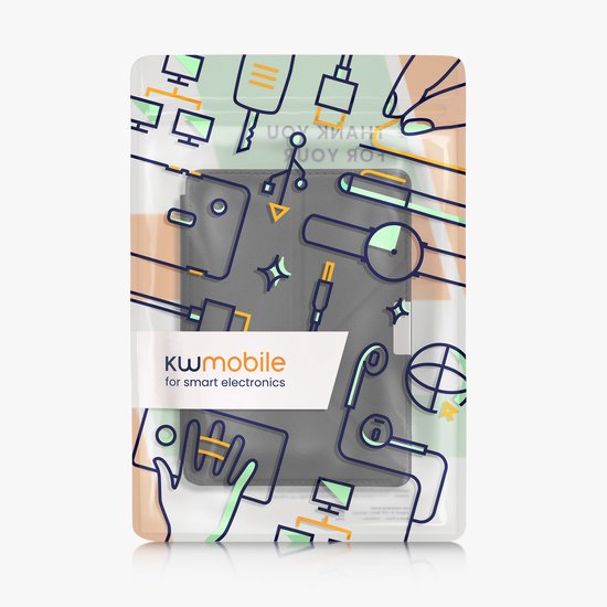kwmobile e-reader hoesje geschikt voor Kobo Aura Edition 2 hoes - Ereader flip case met standaard - E reader cover van kunstleer - In zwart van Merkloos — afbeelding 4