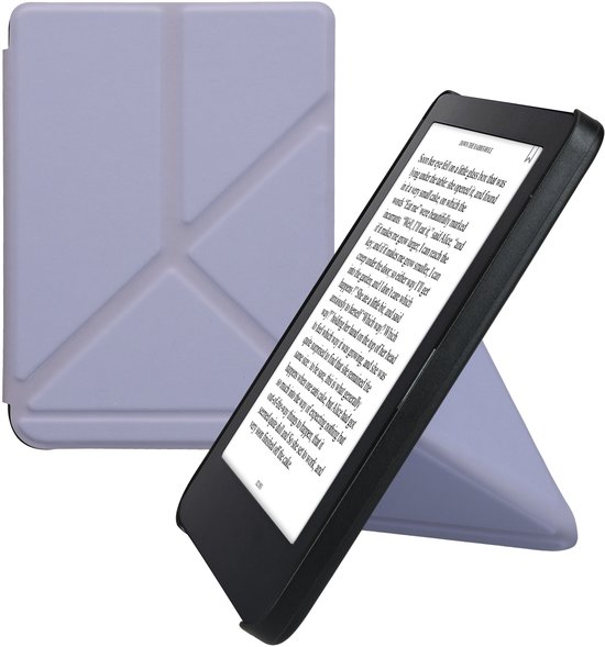 kwmobile e-reader hoesje geschikt voor Kobo Clara 2E hoes - Ereader flip case met standaard - E reader cover van kunstleer - In lavendel