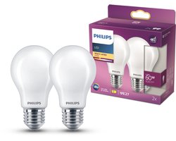Philips LED Classic Lamp 60W E27 Warm Wit 2 Stuks