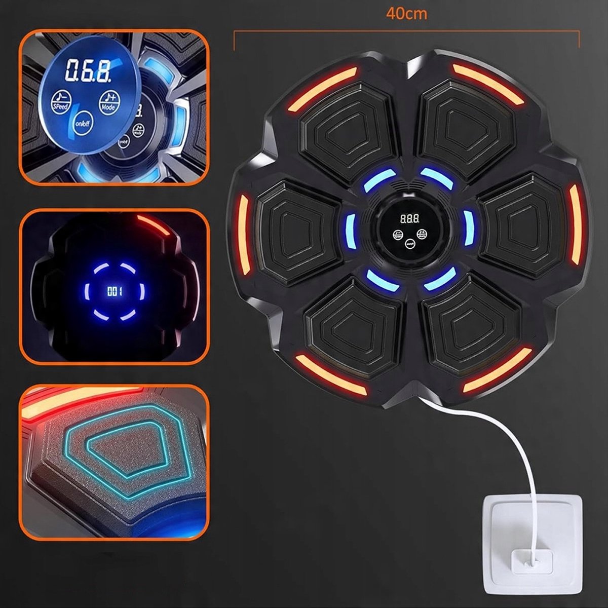 Smart Boxing Machine - Indoor Music Boxing Wall Target met standaard, Bluetooth-sensor en fitness-boks-app Geweldig voor training, stressverlichting en fitness