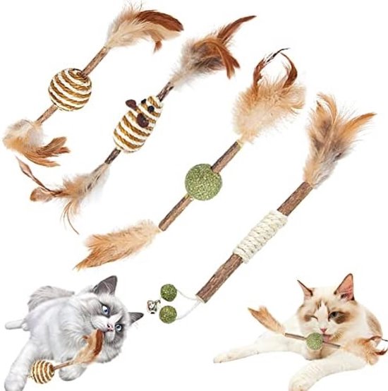 21 stuks kattenkruidstokken, 6 kattenkruid, speelgoed, 15 matatabi