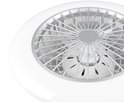 Close-up van witte ventilatorplafondlamp met metalen rooster