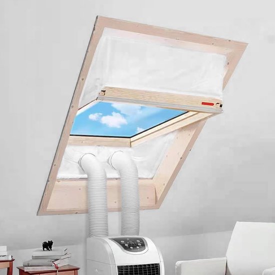 Draagbare raamafdichting airconditioner set 190×40 cm waterdicht winddicht met rits voor dubbele scharnierramen