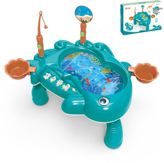Kiddel Interactieve Watertafel blauw – Vissen Speeltafel Kind – Incl. Hengels, Visjes & Geluiden – Educatief Buitenspeelgoed – Blauw – Vanaf 3 Jaar