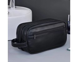 Toilettas, Toilettas Heren, Toilettas Mannen, Kunstleer Toilettas, Luxe Toilettas, Reistas, Toilettas Ophangbaar,Toilettas Man, Toilettas, Travel Bag, Travel Organizer, Verjaardag, Vaderdag, Valentijnsdag, Cadeautje, PU/Leer, Waterdicht, ZWART