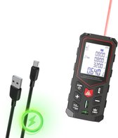 Oplaadbare Laser Afstandsmeter Digitaal – Nauwkeurige Lasermeter tot 50 Meter – 2 Waterpassen - Met Geheugen Metingen Opslaan - USB C