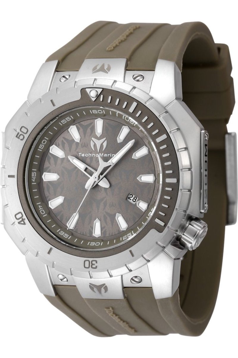 TechnoMarine Manta TM-224008 Heren Horloge - Waterdicht - Analoog - Quartz Uurwerk - Roestvrij Staal met groene Wijzerplaat - 49mm