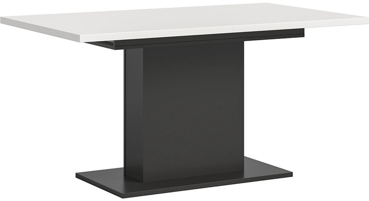 Motion eetkamertafel zuilpoot 90x150/190cm incl. 1 verlengblad wit, grijs.
