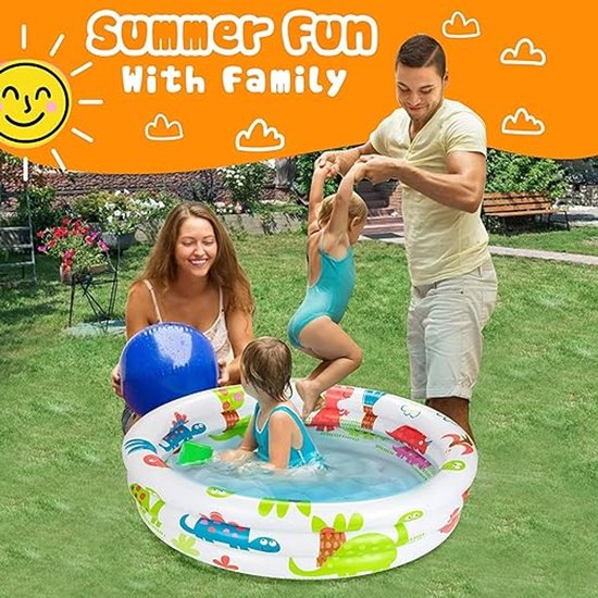 Opblaasbaar kinderbadje, 100 x 40 cm, opblaasbaar zwembad, 3 ringen, kinderbad, opblaasbaar kinderzwembad, babyzwembad, draagbare badkuip, kinderbadje van Merkloos — afbeelding 4