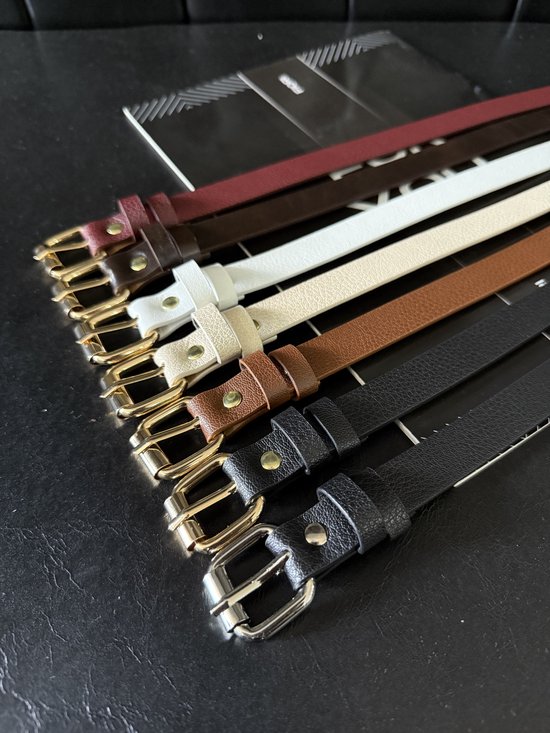 WERFORU 2 stuks skinny damesriem, dunne leren riem met goud/zilveren gespen voor jeans, broeken, jurken, zwart/beige., Fit Taillengröße 78-93cm WERFORU 2 stuks skinny damesriem, dunne leren riem met goud/zilveren gespen voor jeans, broeken, jurken, zwart/beige., Fit Taillengröße 78-93cm
