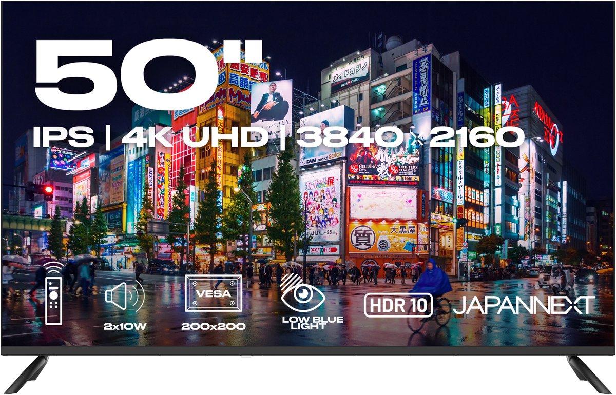 JAPANNEXT Monitor Groot Formaat 50" IPS 4K UHD (3840x2160) | JN-i50U