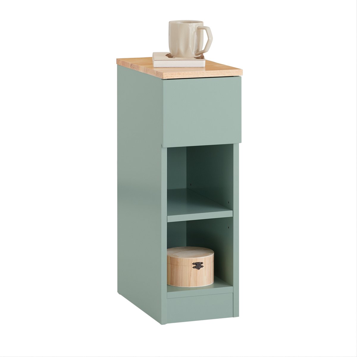 SoBuy Nachtkastje met Lade – Groen 20x61x35cm, FBT111-GR – Smalle Bijzettafel Slaapkamer/Woonkamer