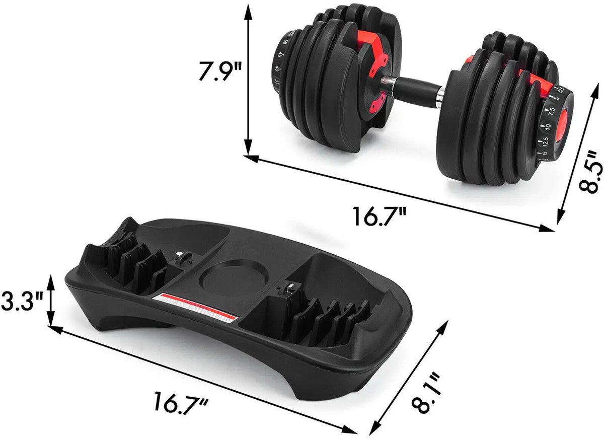 Verstelbare Halters Set - Verstelbare Dumbbels - Dumbbells 2.5KG-24KG - Fitness Halters - Krachttraining Thuis - Dumbell - Dumbellset - Verstelbare Gewichten - Halterset Unisex - Compacte Halterbank - Halter Met Standaard - Home Gym – foto 5