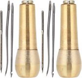 Allecto Plus - Schoenmakersnaalden Set voor Leer Naaien en Reparatie - Handmatige Naalden Piercing Borduren - Koperen Handvat - Schoenreparatiegereedschap