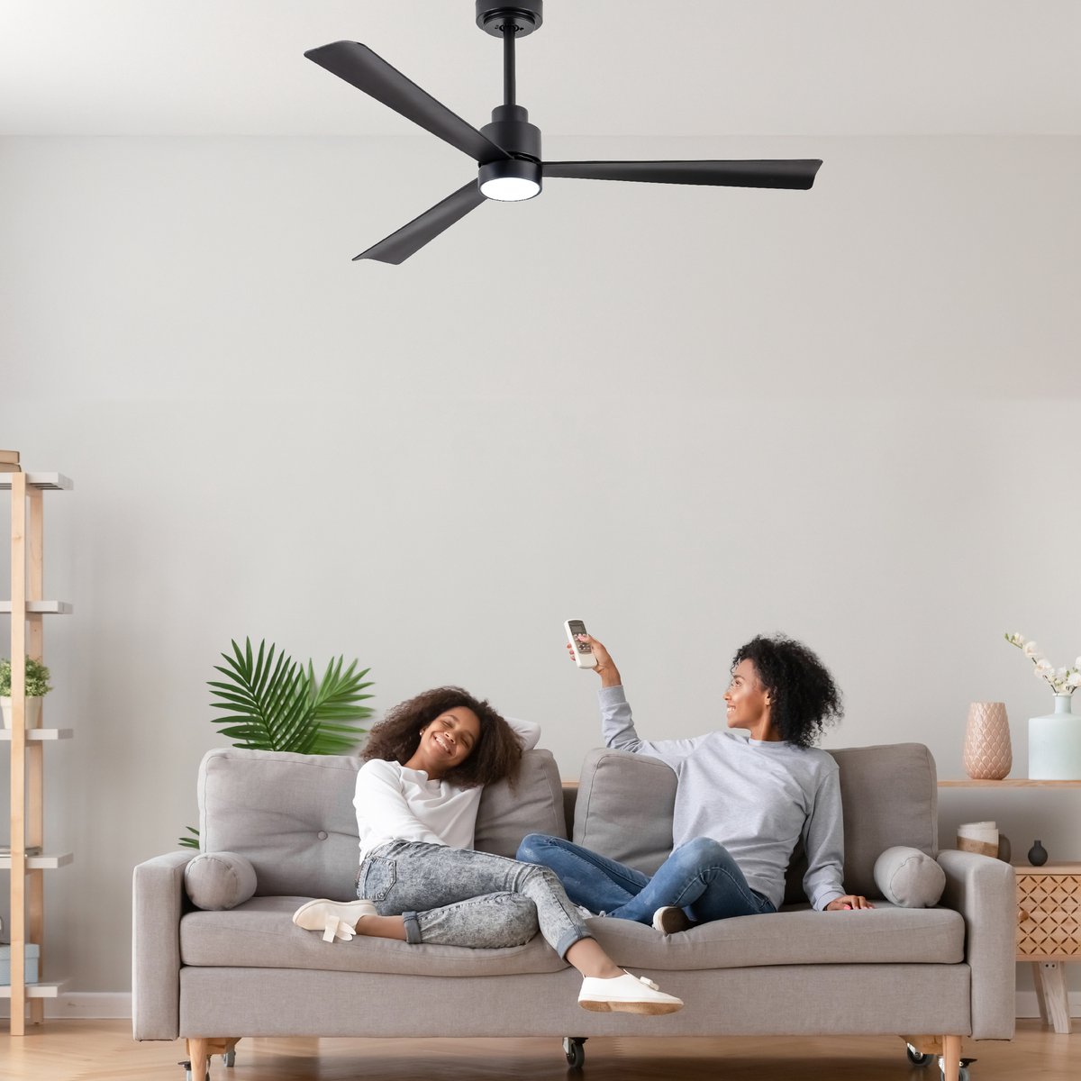 Goedewaere Plafondventilator - zwart - Met Afstandsbediening - Met Lamp - Fluisterstil - Timer - Ideaal voor slaapkamer - Ventilator plafond - Verlichting - Plafondlamp thumbnail 7