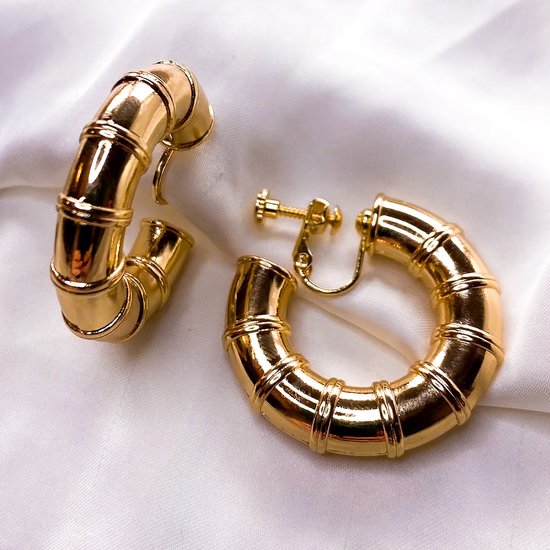 Boucles d'oreilles à clip - Or - couleur or - Collection Bold Hoops - boucles Goud' oreilles à clip - boucles d'oreilles à clip - boucles d'oreilles sans piercing - boucle d'oreille à clip - boucle d'oreille à clip - fausse boucle d'oreille