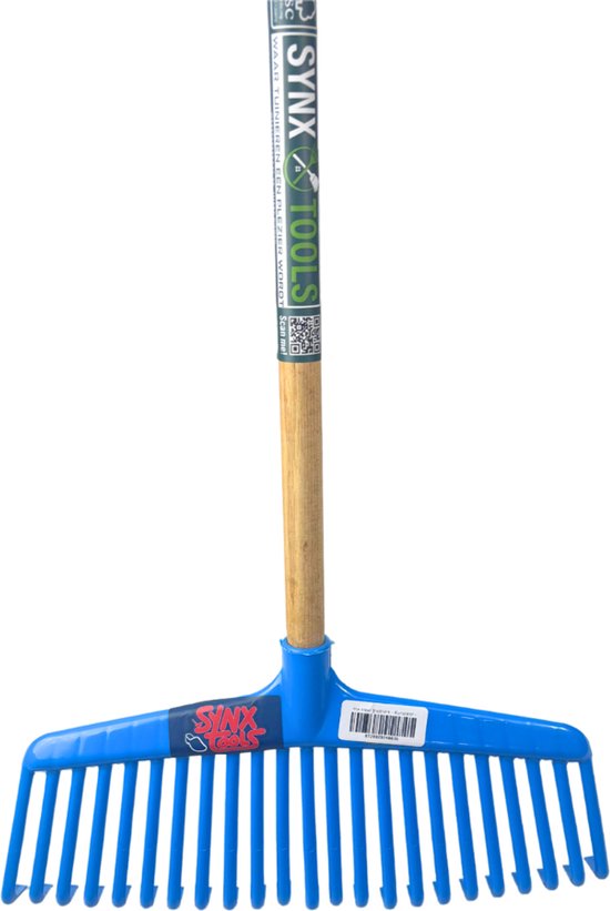 Synx Tools Gazonhark bladhark 23 Tanden Hark - Harken - Grashark- Gazon - Kunststof blauw/groen -Met steel 150cm van Synx Tools — afbeelding 2
