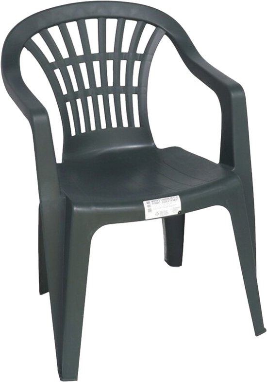 Chaise Gerimport pour usage extérieur/intérieur - chaises de jardin - vert foncé - 50 x 54 x 76 cm - plastique robuste - Chaises d'appoint