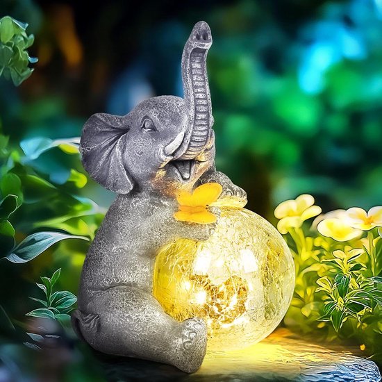GIGALUMI Zonne-tuinbeelden glazen bol olifant beeldje lichten voor buiten, tuin, tuindecoratie, unieke geschenken voor mama, voor vrouwen, olifantendecoratie voor terras GIGALUMI Zonne-tuinbeelden glazen bol olifant beeldje lichten voor buiten, tuin, tuindecoratie, unieke geschenken voor mama, voor vrouwen, olifantendecoratie voor terras