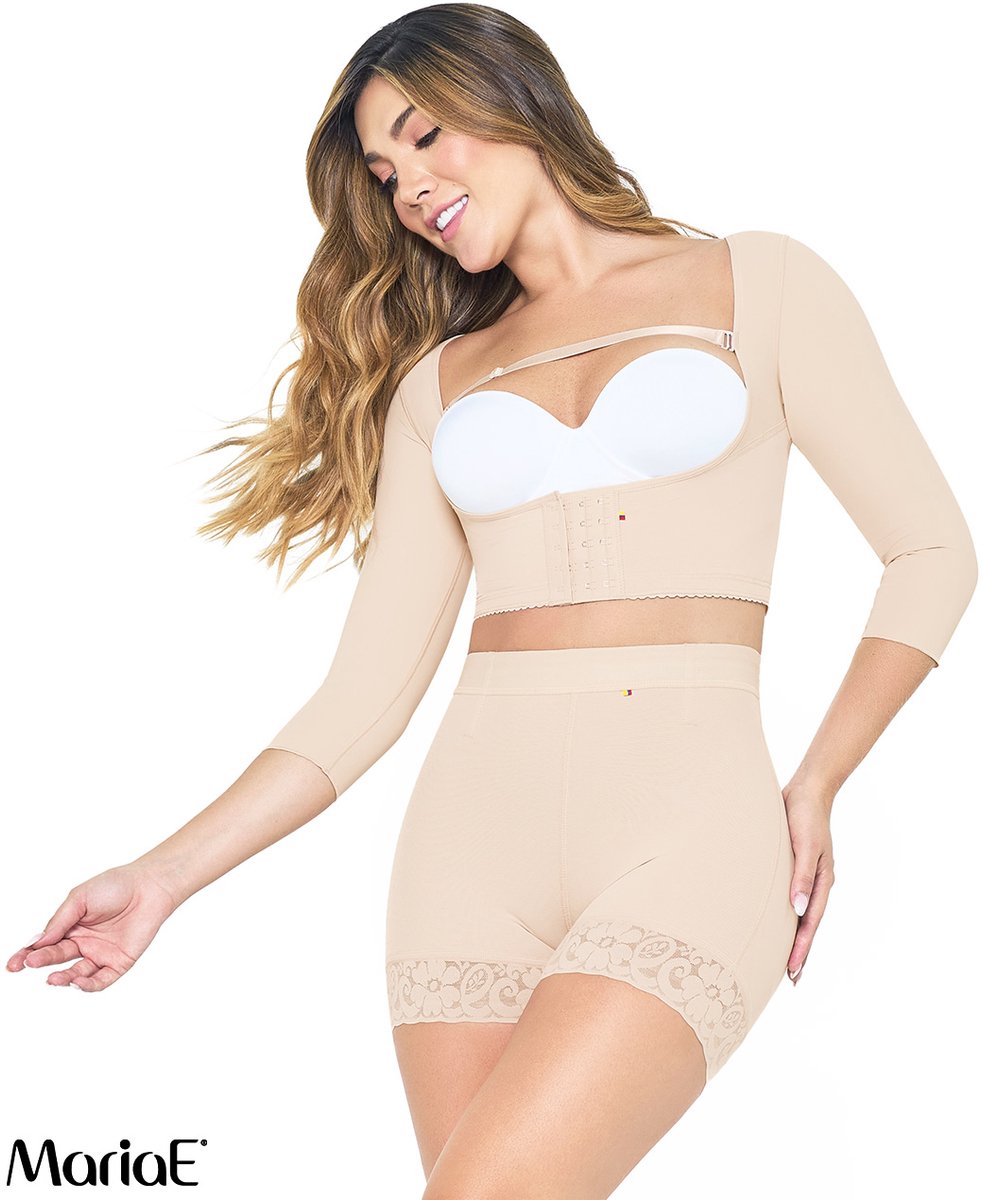MARIAE FU102 2XL COLOMBIAANS FAJA ARMLIPO VEST MET LANGE MOUWEN BEIGE