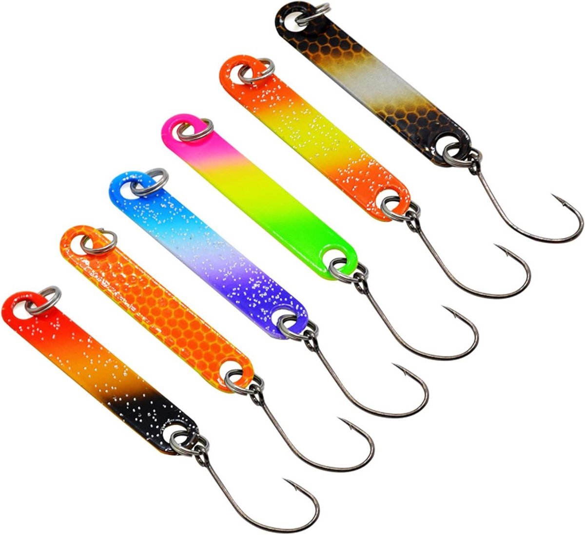 Allecto Plus - Forelaas set 4 cm/2 g UV-actief, forelknipperlichten - 6-delig - Vissen op forel en baars
