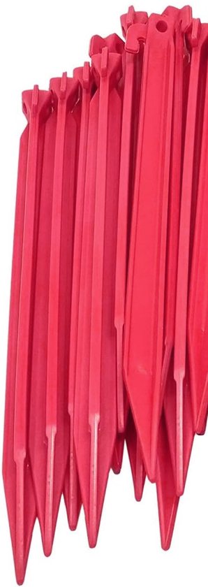 Doodadeals® - Tentharingen – Gronddoekpennen – Haringen Grondpennen – Kunststof – 31 cm – Zachte Bodem – Rood – Set van 16