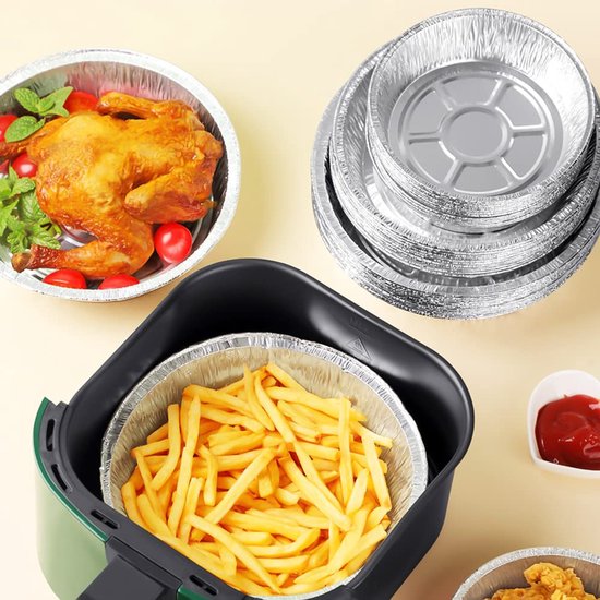 Rechthoekige airfryer - Aluminium dienbladen, voedselcontainers | Rechthoekige aluminium doos, 20 aluminium bakjes voor airfryer, tinnen papieren doos voor friteuse