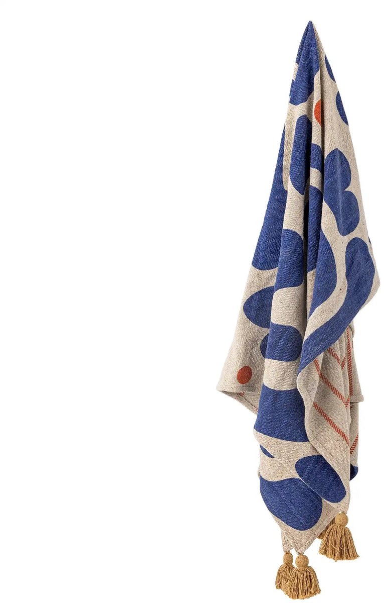 Plaid gerecycled katoen blauw Eviaya 130x160cm