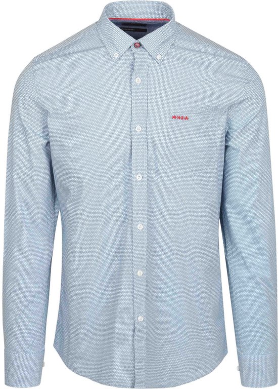 NZA - Blauw katoenen overhemd stretch