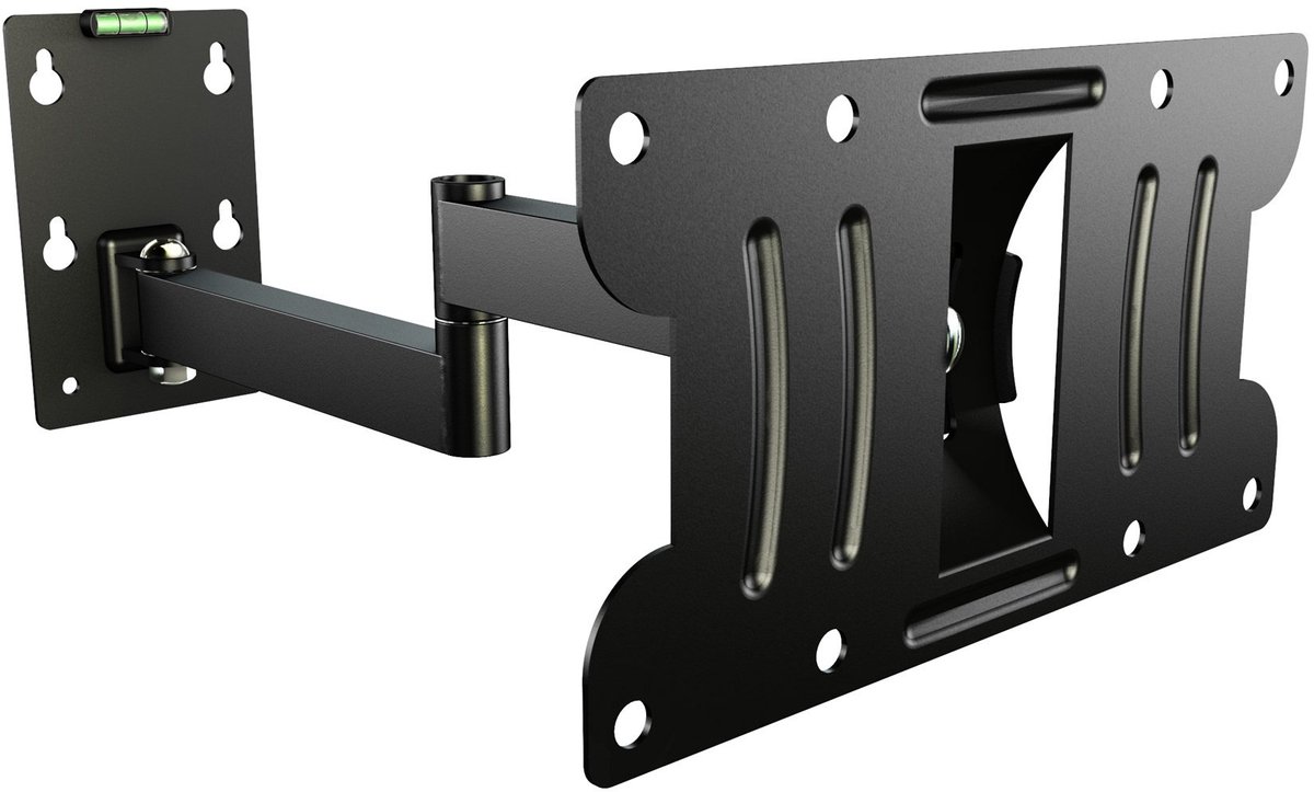 RICOO TV-muurbeugel R02-21 draaibaar en kantelbaar voor 13-32 inch TV muurbeugel voor gebogen LCD-muurbeugel tot 30 kg VESA 100x100 200x100 zwart
