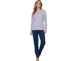 Pastunette - Rose Stream - Pyjama - Bio Katoen - Wit/Blauw - Maat 46