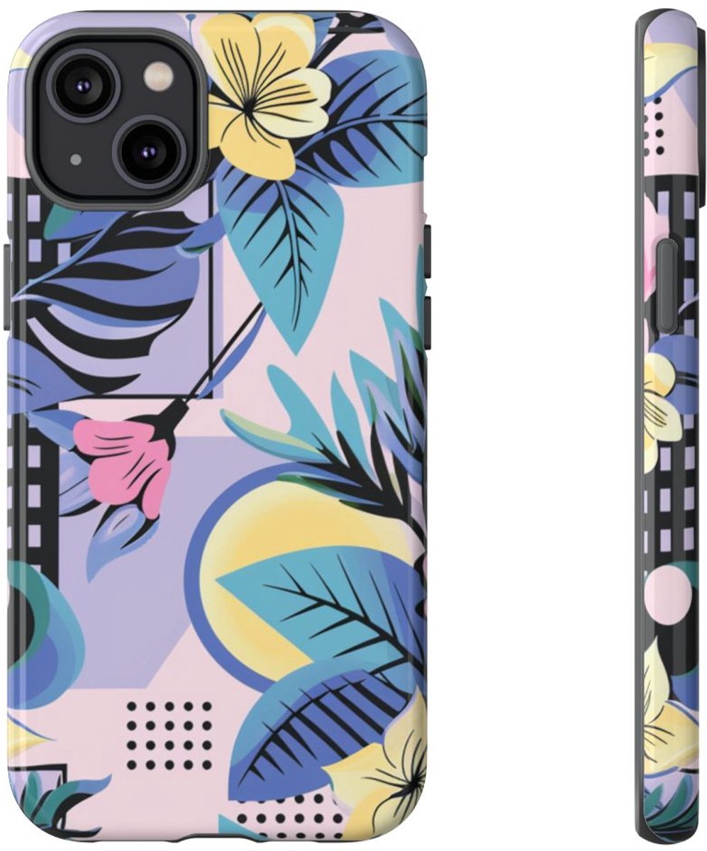 Bloemrijk Geometrisch Patroon – Telefoonhoesje Geschikt voor iPhone 14 Plus