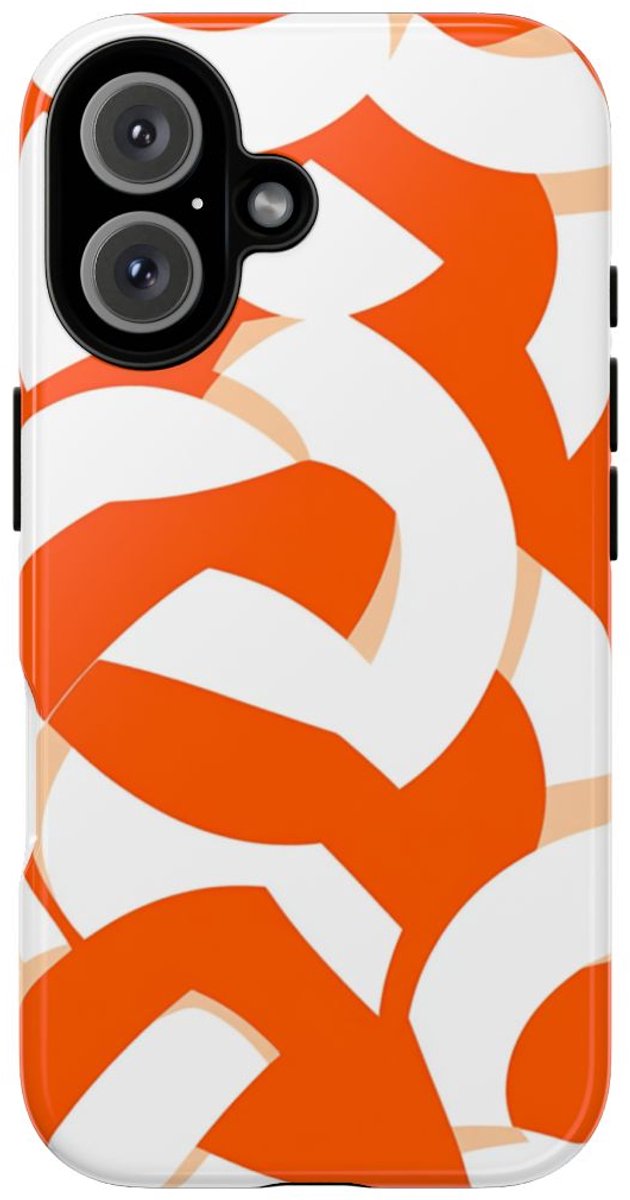 Oranje en Wit Geometrisch Patroon – Telefoonhoesje Geschikt voor iPhone 16