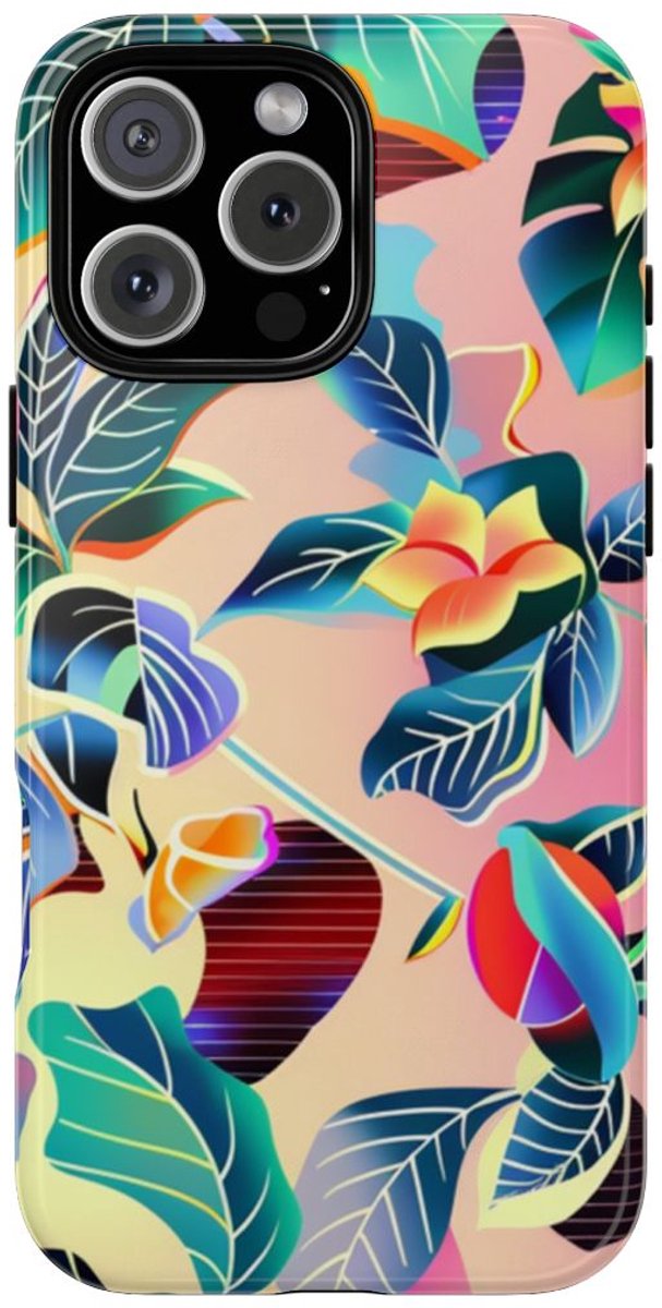 Levendig Tropisch Bloemenpatroon – Telefoonhoesje Geschikt voor iPhone 16 Pro Max