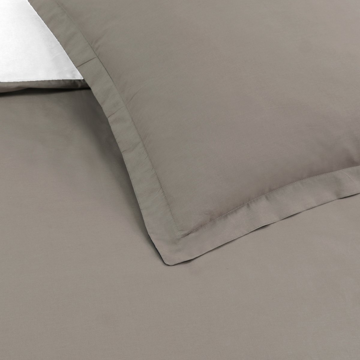 VISION Bicolor - Tweezijdig omkeerbaar Dekbedovertrekset - 100% katoen: zacht en soepel - Eenpersoons - Dekbedovertrek 140 x 200 cm met 1 bijhorende sloop - Beige / Wit - Oekotex gecertificeerd