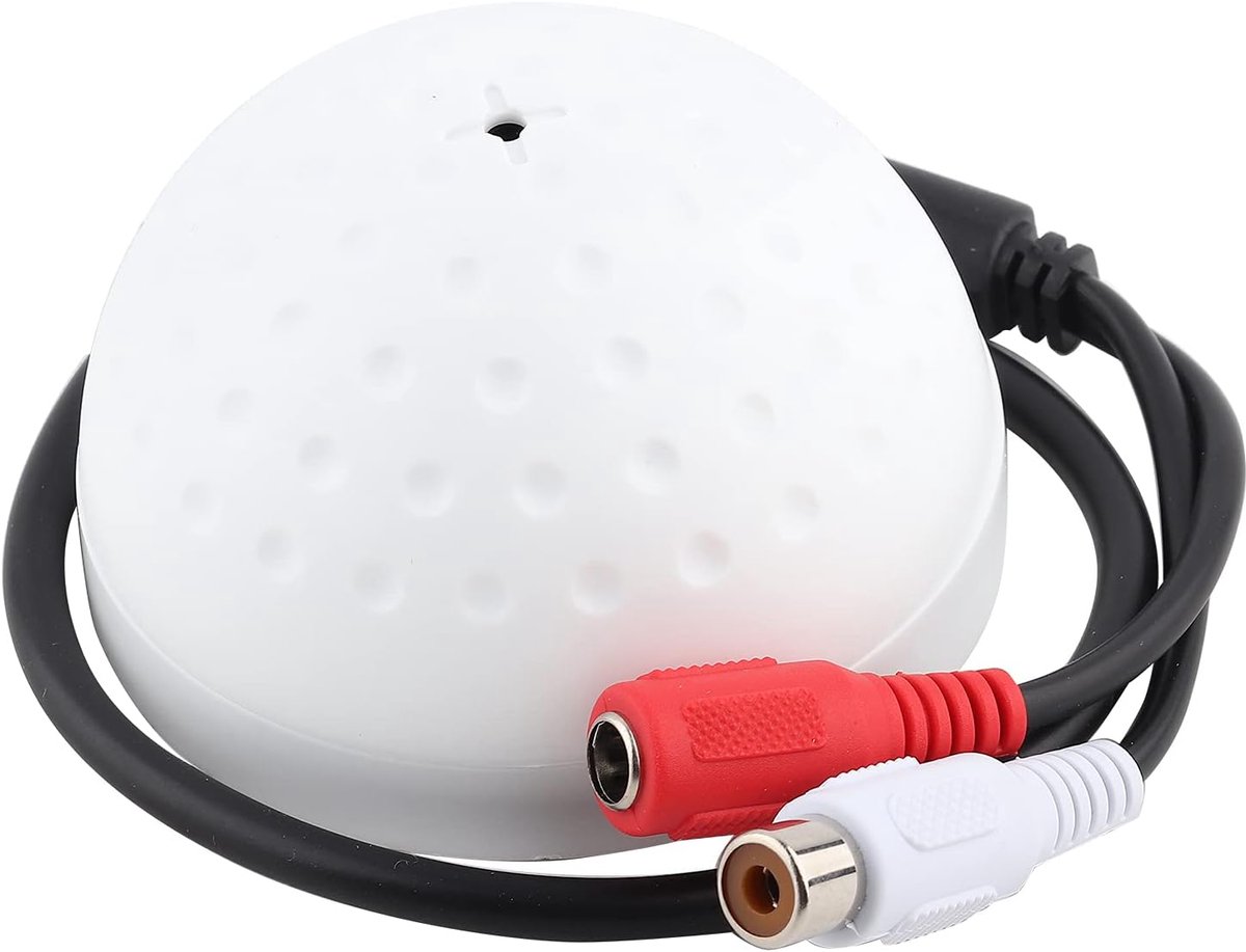Microphone Mic Audio Pickup Device for Security Camera, 100 Square Meters Wide Range High Sensitive Audio Surveillance Microphone for CCTV Security