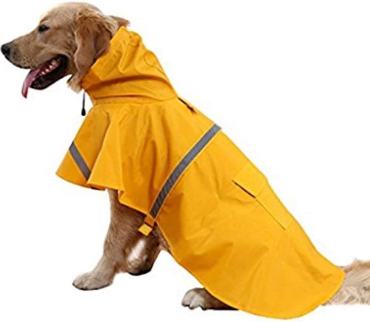 Verstelbare reflecterende grote hondenregenjas - waterdichte poncho met capuchon - geel - maat M