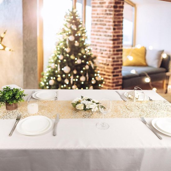 COLOFALLA 10 m gouden tafelloper, kersttafeldecoratie
