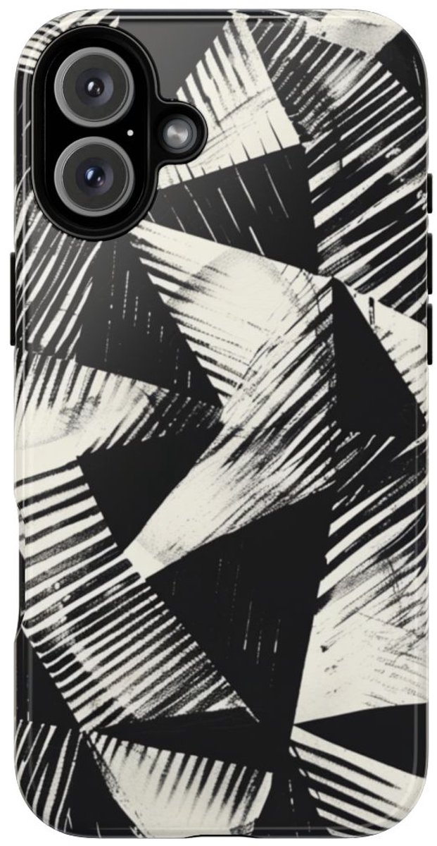Zwart-Wit Geometrisch Patroon – Telefoonhoesje Geschikt voor iPhone 16 Plus