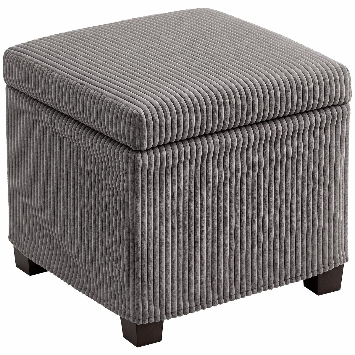 HOMCOM-Opbergpoef-Corduroy (100% Polyester)-40x40x40cm-Grijs