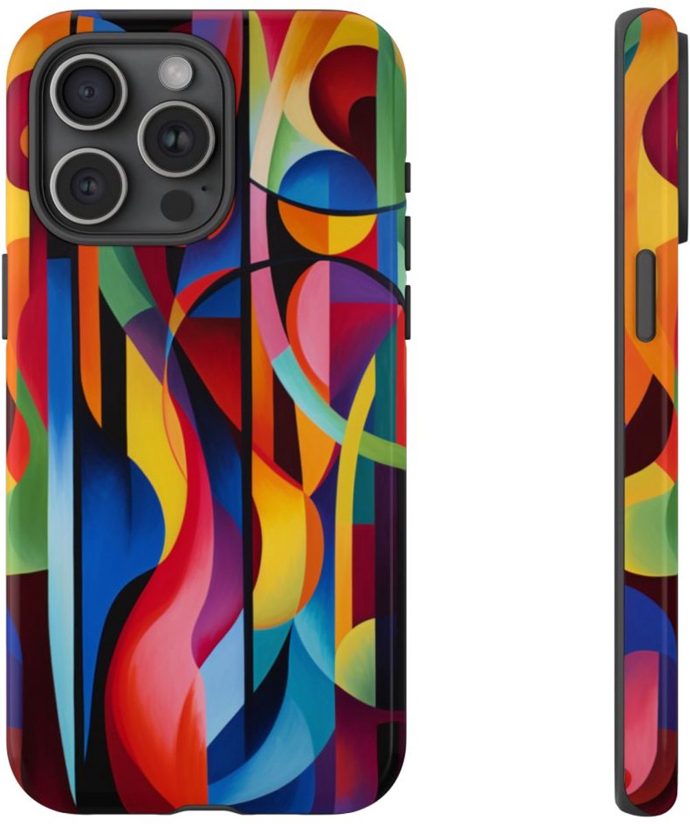 Kleurrijk Abstract Geometrisch Ontwerp – Telefoonhoesje Geschikt voor iPhone 15 Pro Max