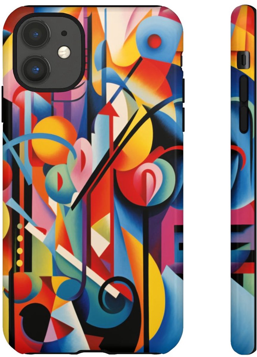 Kleurrijke Abstracte Geometrische Kunst – Telefoonhoesje Geschikt voor iPhone 11