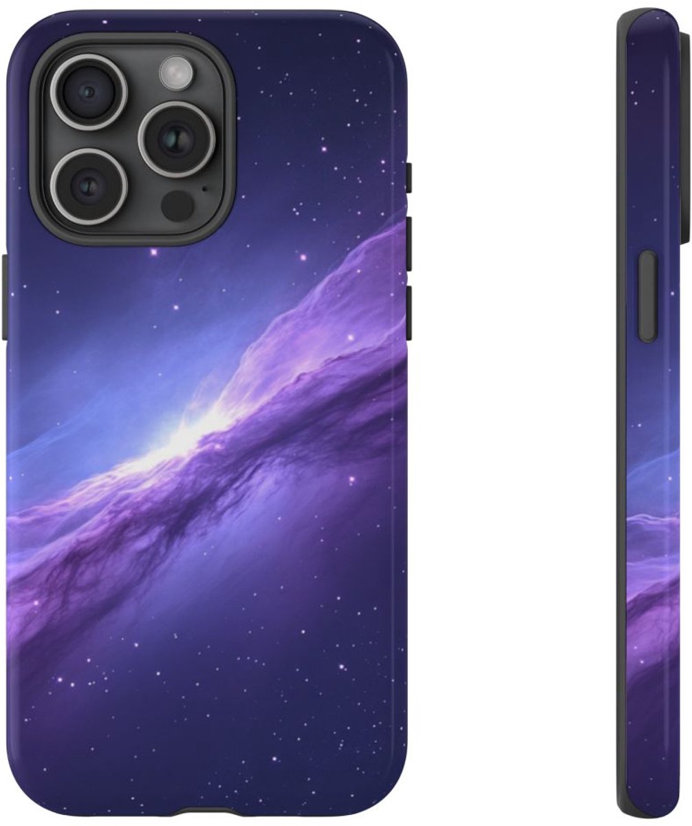 Paarse Kosmische Nevel met Sterrenhemel – Telefoonhoesje Geschikt voor iPhone 15 Pro Max
