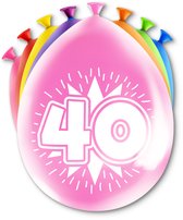 LUQ – Latex Ballonnen Happy Party 40 Jaar – 8 Stuks – Veelkleurig – Verjaardag Decor – Feest Versiering – Helium Ready